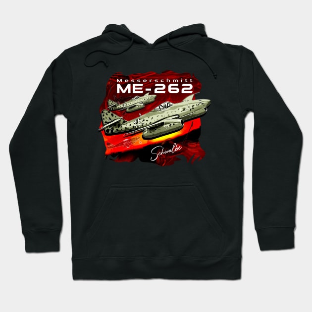 Messerschmitt ME-262 Luftwaffe Vintage Fighter Aircraft Hoodie by aeroloversclothing